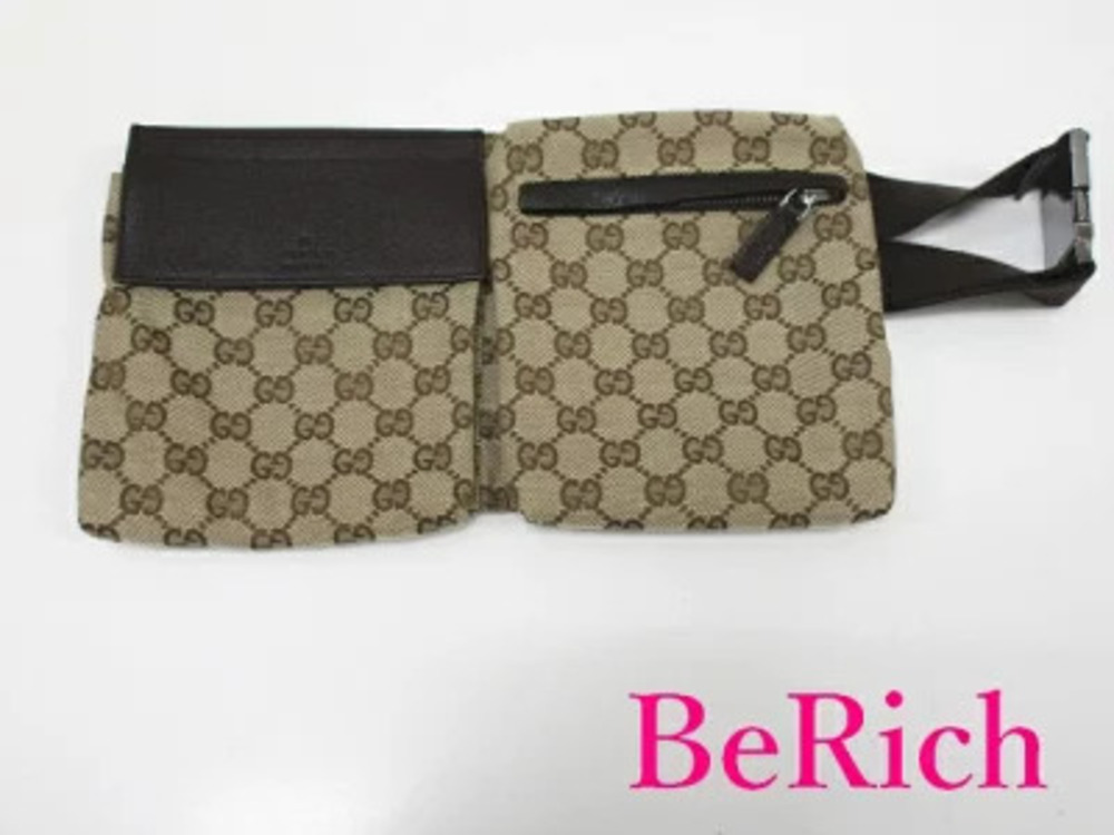 Gucci Waist Bag GG Beige Brown Pouch Clutch Body Belt